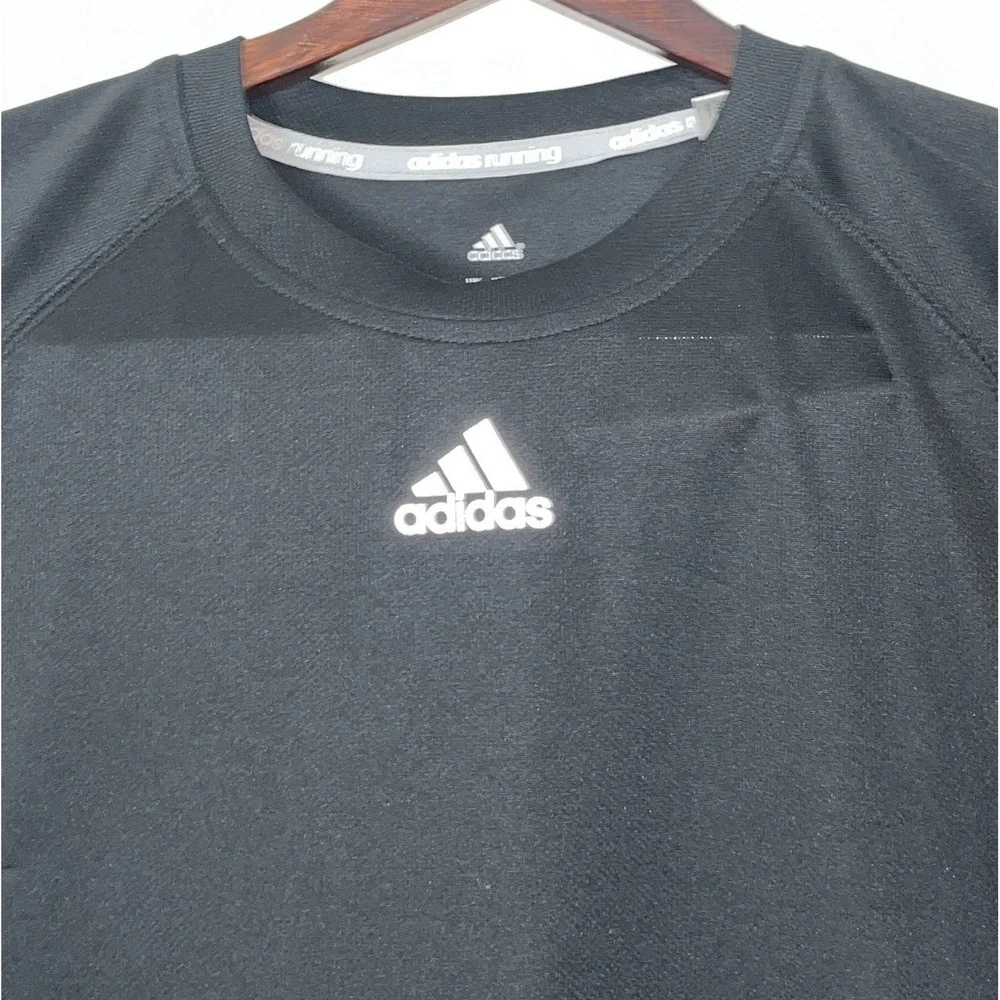 Adidas Running Shirt Men's Small Black Reflective Breathable‎ Lightweight Gym